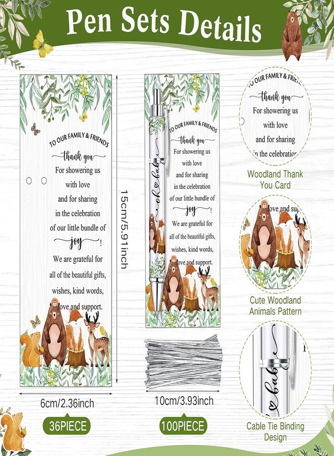 Dinifee 36 Sets Woodland Animals Baby Shower Favors Pen Set Includes 36 Rolling Paper Ballpoint Pens and 36 Greeting Bookmarks Woodland Baby Shower Game Prizes Party Favors for Guests - Image 3